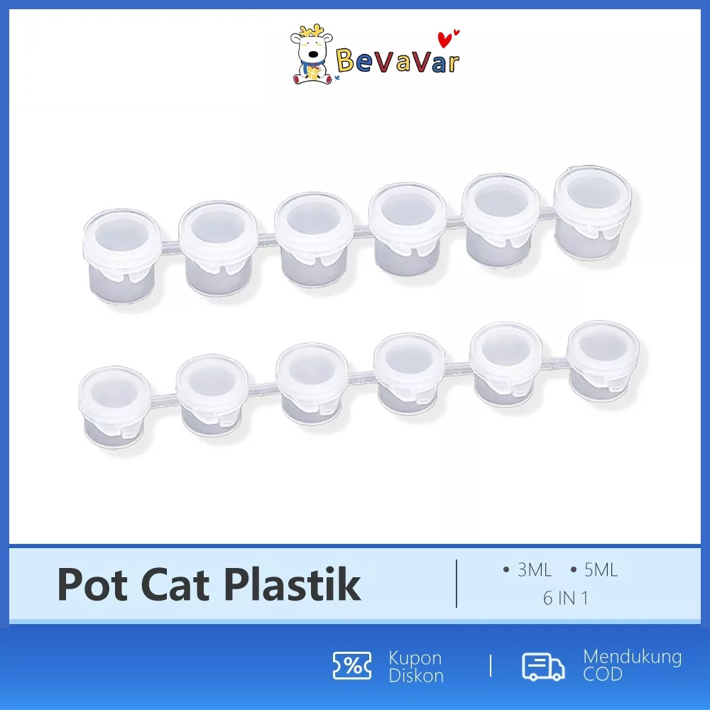 

BEVAVAR Pot Cat Plastik Renteng 6Tabung 6 X 5Ml Tempat Cat Acrylic Akrilik Paint Pot Ink Tinta Cup Strip