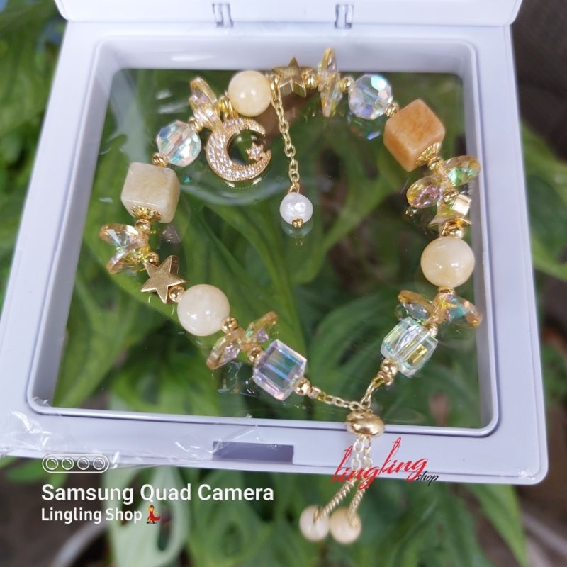 Cod Gelang Serut Batu Kristal,Gelang Korea Free Box