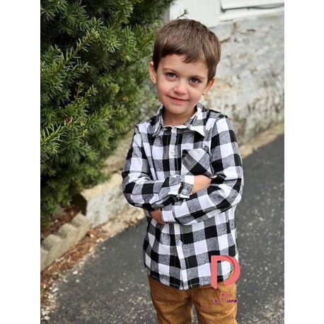 Kemeja Flanel HEM Kualitas Import Anak Cowok Slimfit Motif Kotak Kotak Lengan Panjang M L XL 2XL 202