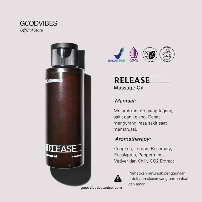 Natural Pain Reliever - GoodVibes Release Massage Oil 100ml