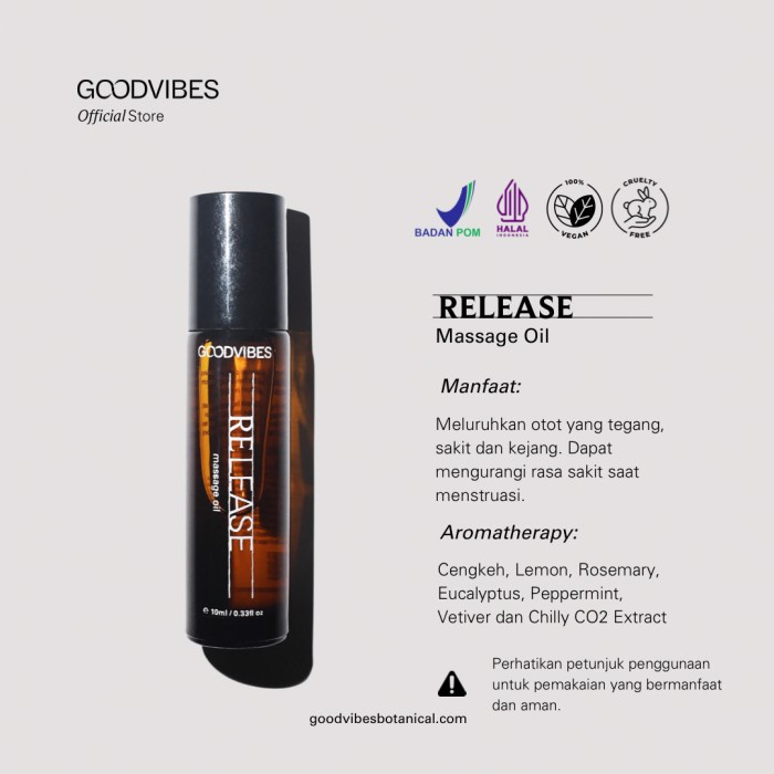 Natural Pain Reliever - GoodVibes Release Massage Oil 10ml