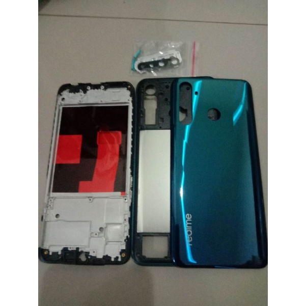 BACKDOOR BACK TUTUP KESING BELAKANG FULLSET BEZZEL BATTERY COVER + MIDDLE FRAME REALME 5 PRO ORIGINA