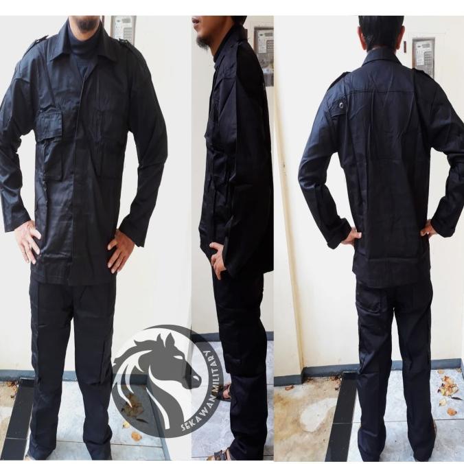 Seragam Pdl Hitam - Baju Pdl Brimob - Seragam Pdl Polri - Satpam