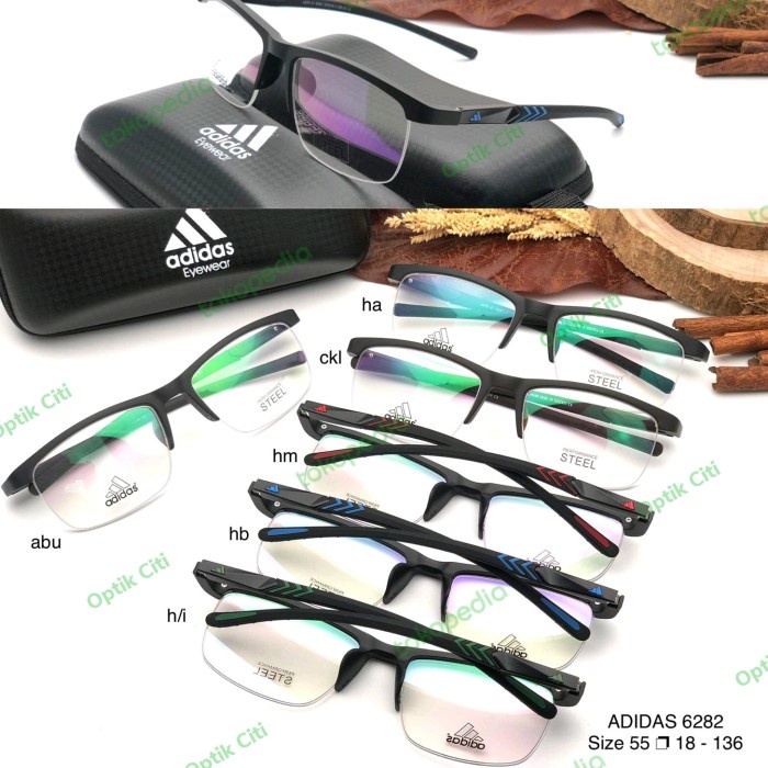 Discount frame kacamata pria sporty adidas 6282 Half Frame Grade Original /KACAMATA HITAM/KACAMATA