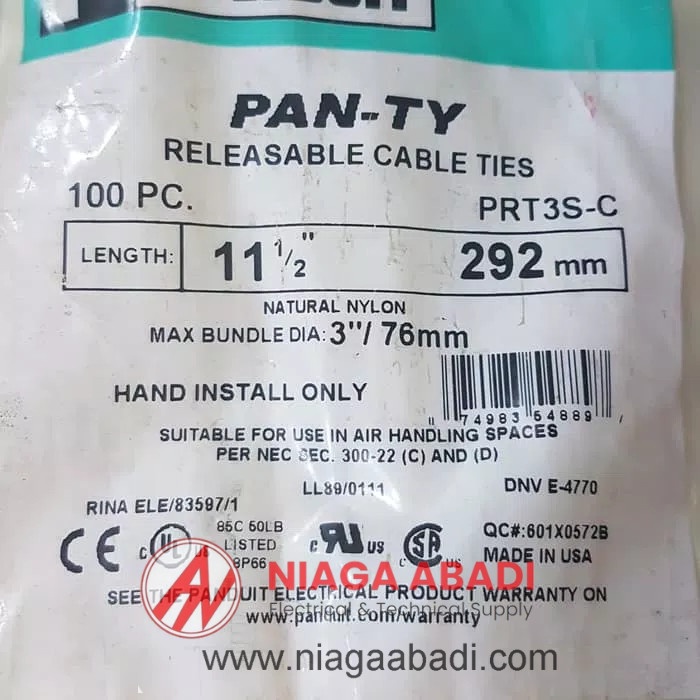 

Bestseller Panduit Nylon Cable Ties L: 292Mm W: 4.8Mm Pan-Ty Prt3S-C 100 Pcs Ul