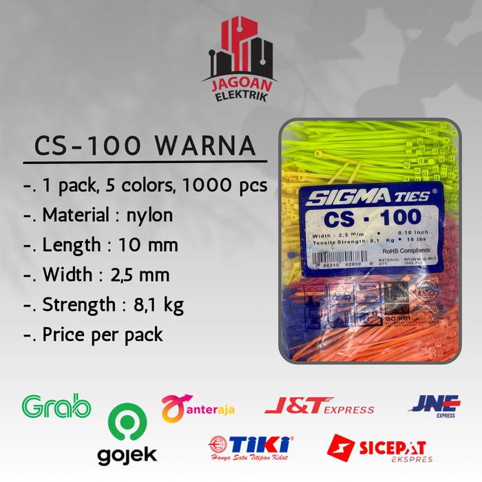 

Bestseller Kabel Tis / Cable Ties Cs-100 Warna/I Isi 1000 Pcs Sigma Original