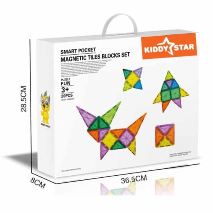 DISKON SPESIAL KIDDY STAR MAGNETIC TILES BLOCKS SET 20 PCS - MAINAN EDUKASI ANAK TERBARU