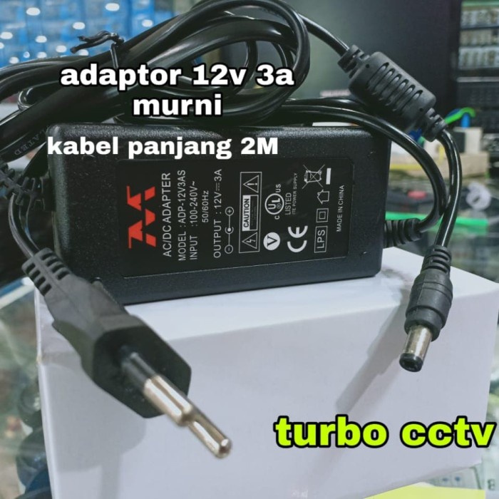 Adaptor DVR 12v 3A murni Panjang kabel 2meter