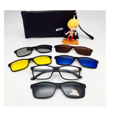 TERMURAH Kacamata Hitam Klip On Polarized 5 in 1 Lensa HD Dengan Magnet + Pouch /KACAMATA