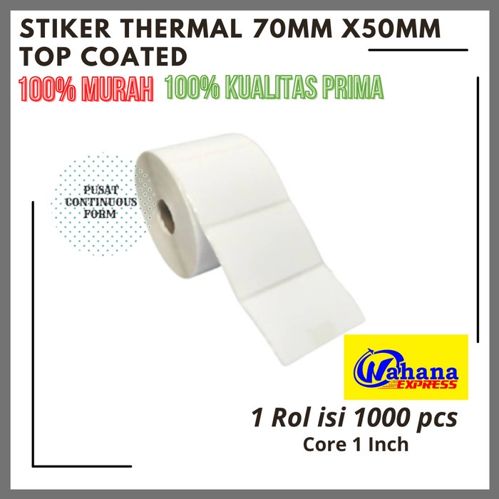 

Terlaris Stiker Label Thermal 70 Mm X 50 Mm Isi 1000 Pcs