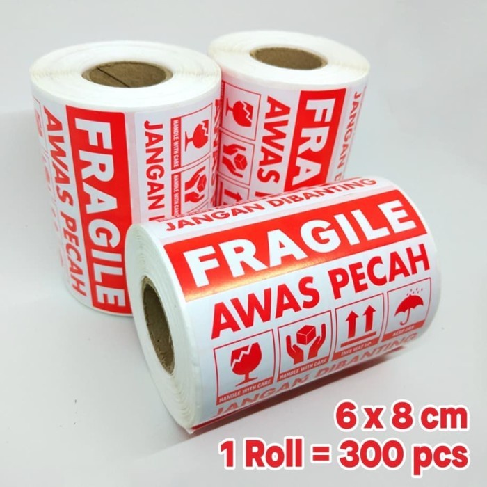 

Sticker Fragile Awas Pecah 6 X 8 Cm Jangan Dibanting (1 Roll/ 300 Pcs)