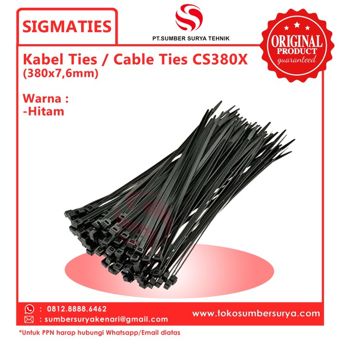 

Bestseller Kabel Ties / Cable Ties Cs380X Hitam 380X7,6 Mm Sigma