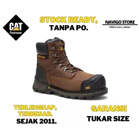 Terlaris Sepatu Safety Caterpillar Excavator Xl 6" Ct Wp Dark Brown Original
