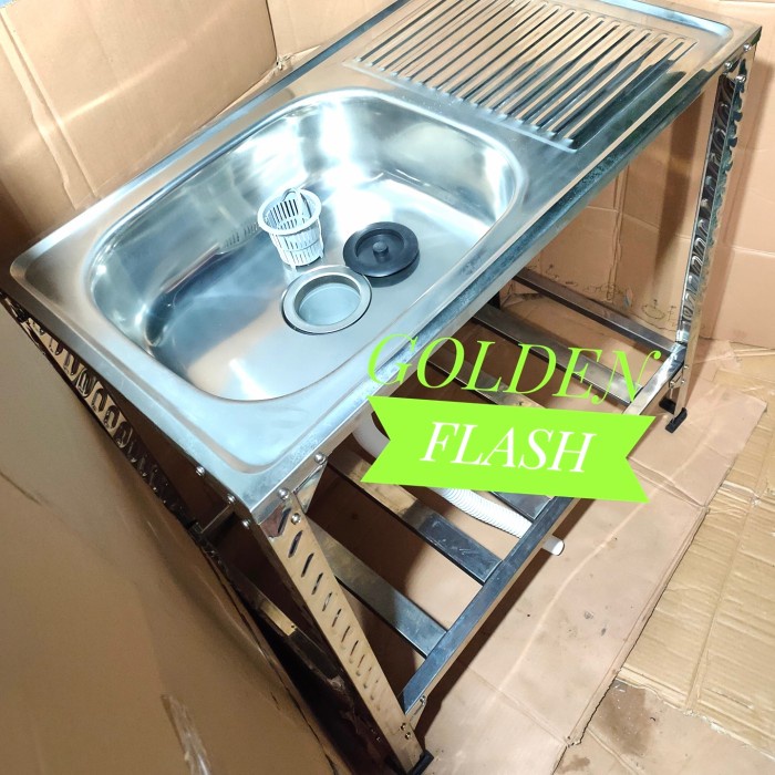 Bak Cuci Piring Meja 80 Stainless/Wastafel Sink Cuci Piring Portable Bestseller Washtafel