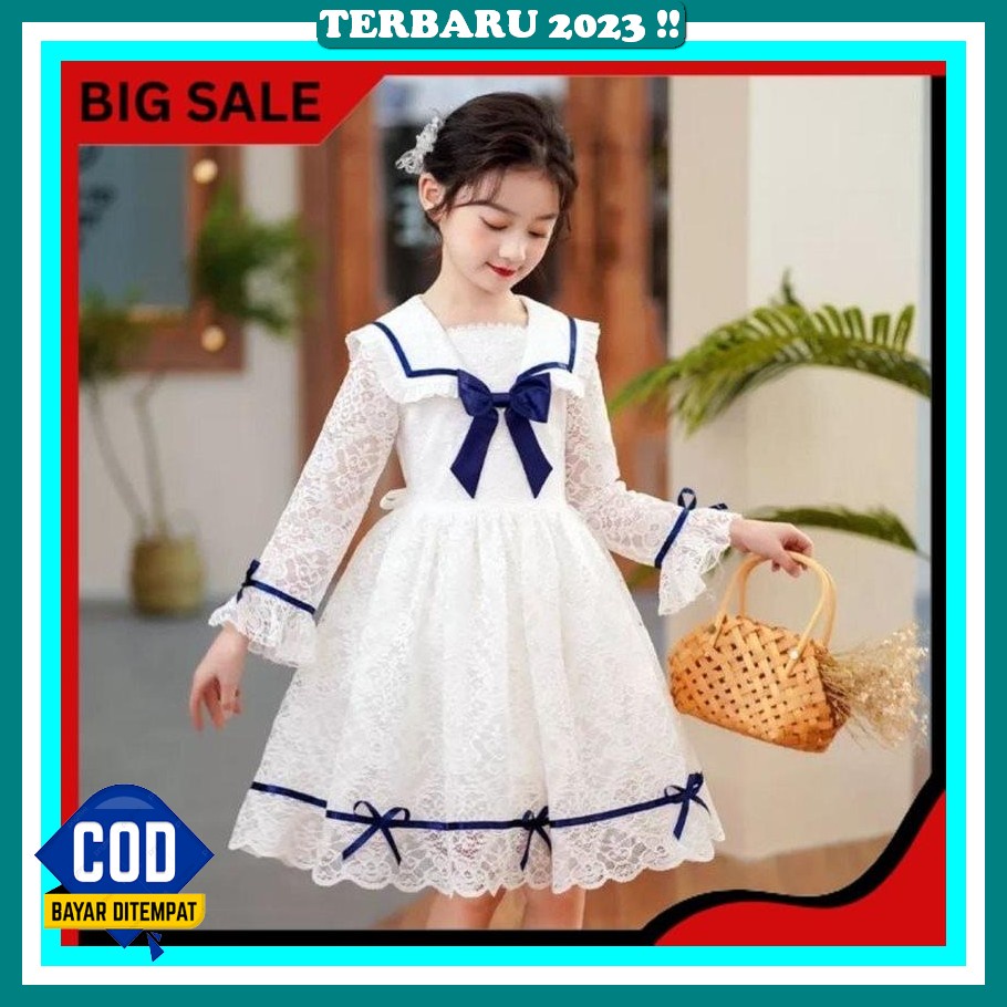 Gaun Kondangan Mewah Anak Usia 2-9 Tahun Aqila Kids Dress Bahan Brukat Malika Full Puring Modern Ele