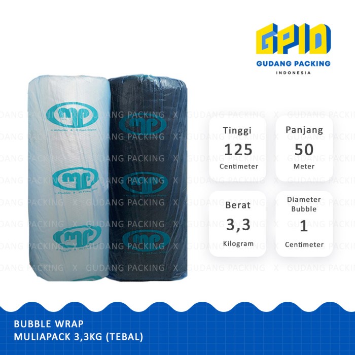 

Bestseller (Gosend/Grab) Muliapack - Bubble Wrap Hitam/ Putih 125Cm X (50/ 100 M)