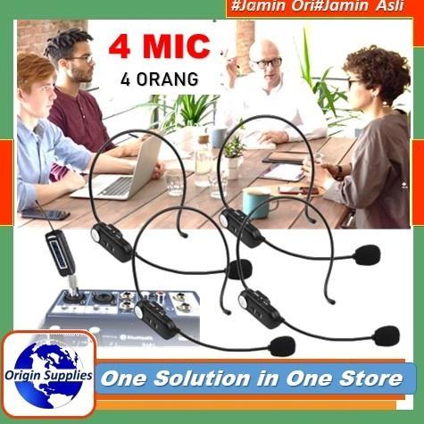 Mic Clip On Wireless Profesional Vlog 4 Orang Live Streaming Hp Bando Original