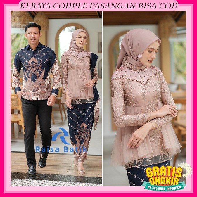 (Ada Jumbo) Couple Kebaya Modern Kinara Kebaya Wisuda Set Tunik Lamaran Tunangan Batik Baju Couple K