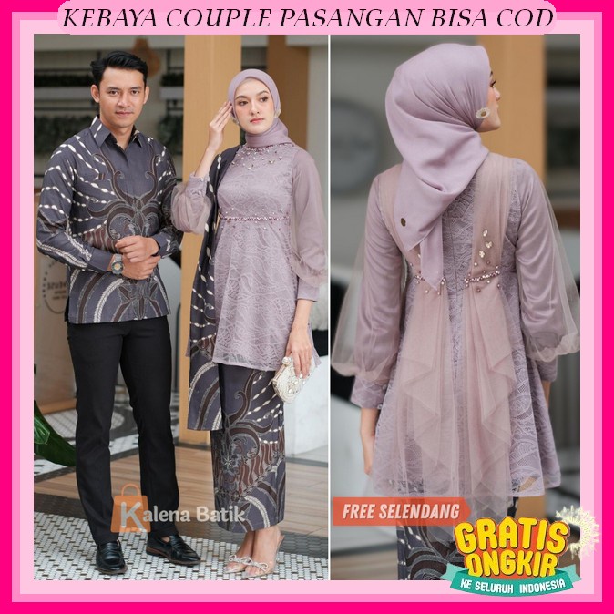 Kebaya Couple Modern Hanna Kebaya Wisuda Set Tunik Lamaran Tunangan Batik Baju Couple Kondangan Terb