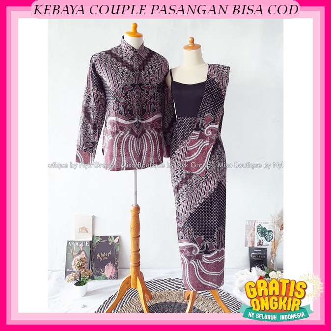 Batik Couple Kebaya Modern Hanna Kebaya Tunangan Lamaran Set Baju Wisuda Batik Brukat Couple Kondang