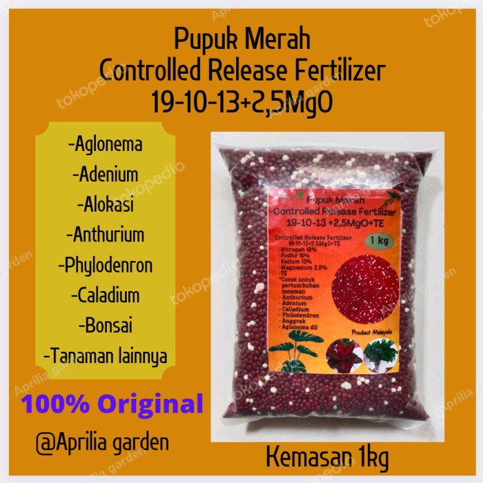 Bestseller Osmocote Merah 19-10-13 - 1Kg Slow Release Fertilizer Aglonema,Bonsai