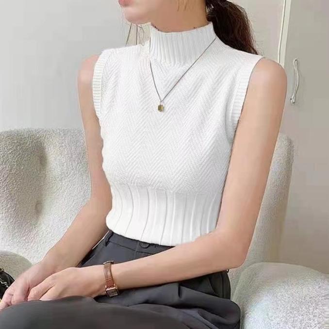 AJWPedia RC Inner Rajut Turtleneck Tanpa Lengan