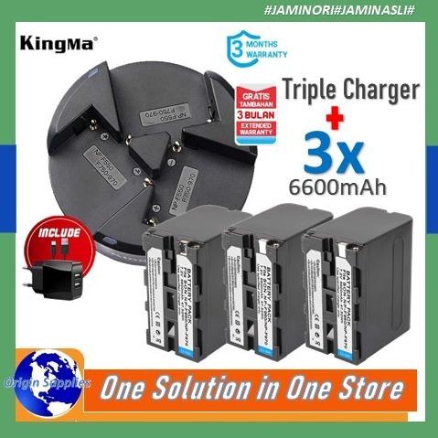 Baterai Kit Sony Np-F970 2-Pack With Kingma Triple Charger Original