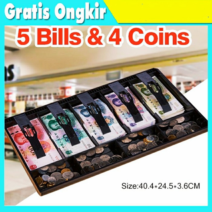 

Terlaris Money Drawer Tray/Rak Model 5 Sekat Partisi Uang Kertas+4 Sekat
