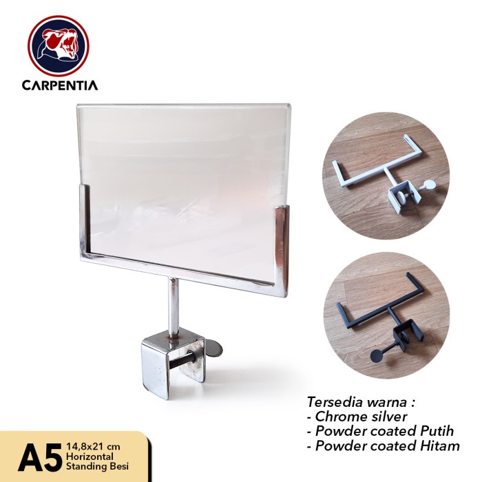 

Terlaris Acrylic Stand Uk. A5 - Display Harga Akrilik - Sistem Jepit Putar Besi