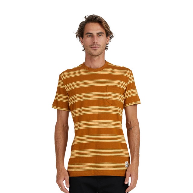 Quiksilver Men Slub Lines Tee Top Cathay Spice UQYKT03258