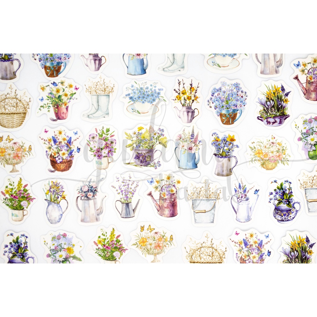 

Stiker Vintage Flower In Vase Sticker Vas Bunga DIY ScrapbookGH 303769