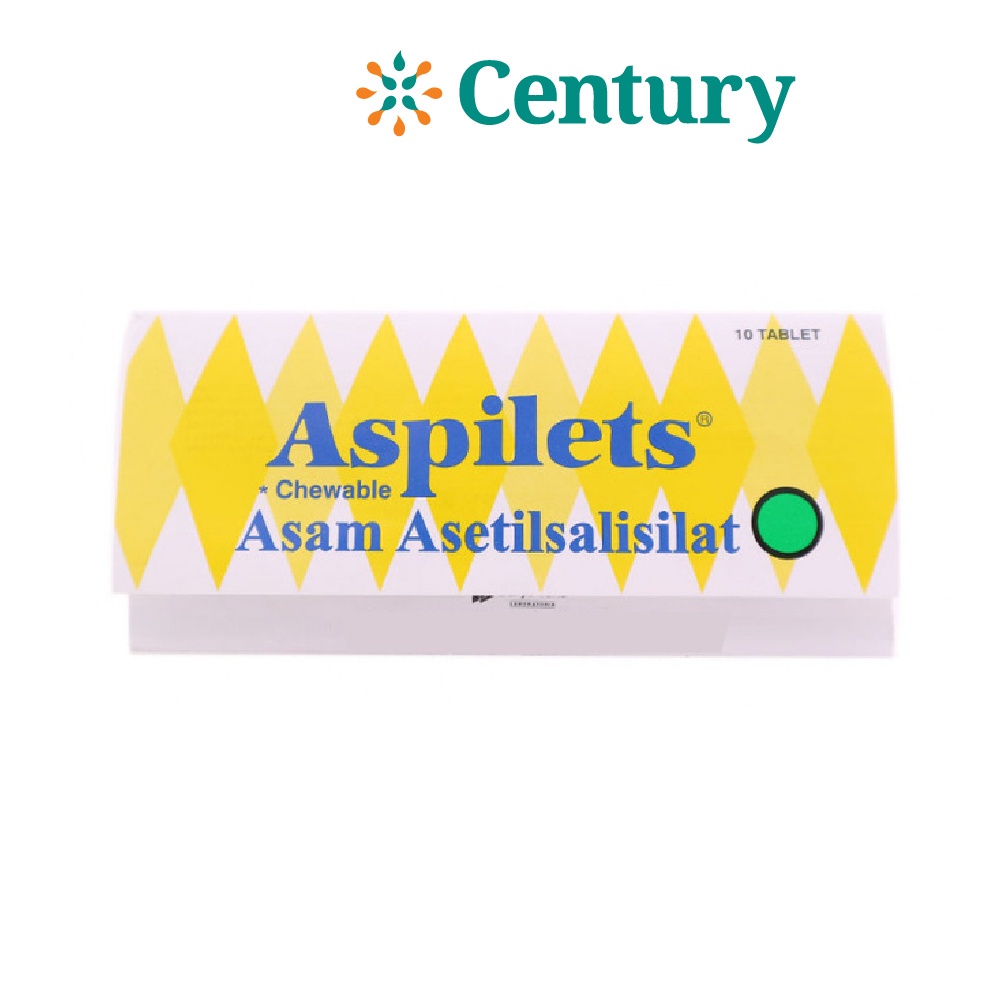 ASPILETS CHEWABLE 80MG 1 STRIP 10 TAB / ACETYLSALICYLIC ACID / NYERI / PENGENCER DARAH / SAKIT KEPAL