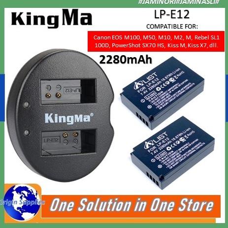 Charger Kingma Canon Lp-E12 2-Pack Dual Charger Eos M100, M50, M10, M2 Original