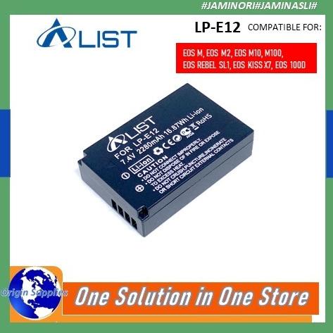 Baterai Alist Canon Lp-E12 2Pc Dual Charger M10 M100 M M2 Original