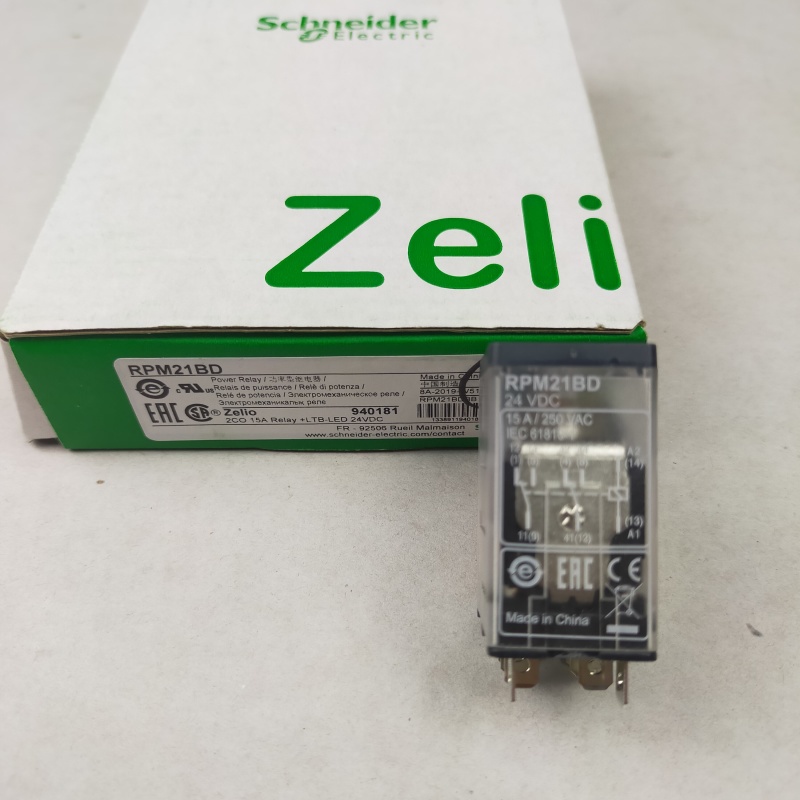Schneider RPM21BD power plug-in relay Zelio RPM 2 C/O 24 Vdc 15 A