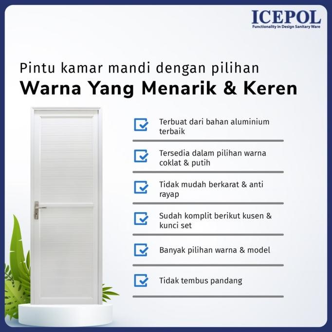 Icepol Pintu Kamar Mandi Full Alumunium Komplit Set Plus Kusen Handle Fullmiatoko
