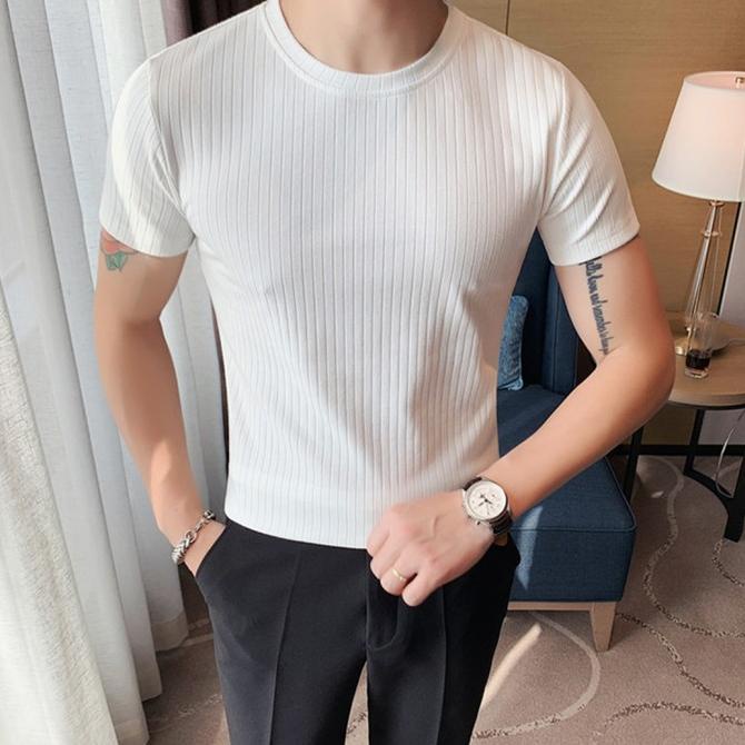 Kaos Pria Lengan Pendek Putih Hitam Premium Import Uniqlo Original