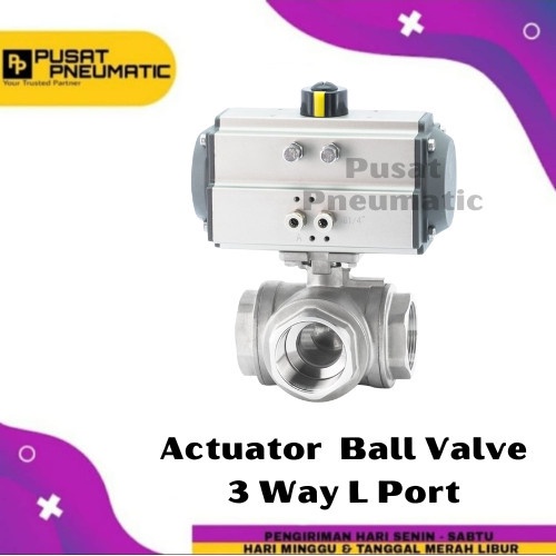 3/4" Actuator Ball Valve 3 Way Type L Port Double Acting Size 3/4 Inch