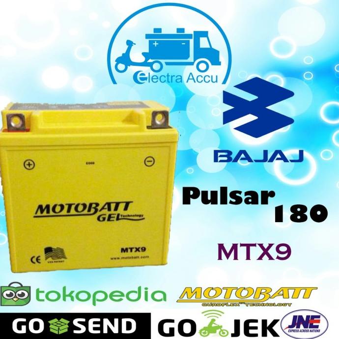 Aki Motor Bajaj Pulsar 180 Motobatt MTX9 Aki kering / Aki Gel