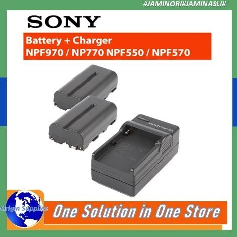 Charger + Baterai Sony For Np-F970 Np-770 Np-F550 Np-F570 Battery Original