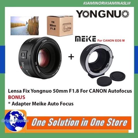 Adapter Meike For Canon Eos-M Paket Lensa Fix 50Mm Yongnuo F1.8 Original