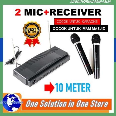 Dual Mic Wireless Profesional Microphone + Receiver Mic Original