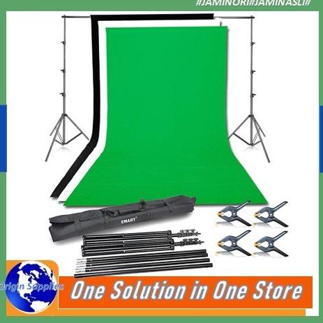 Paket Background Stand Dan Kain Green Screen Untuk Foto Studio Zoom Original