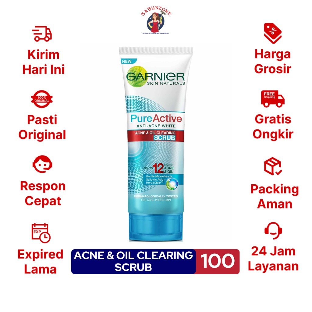 Sabun Cuci Muka Garnier Pure Active Scrub 100 ml