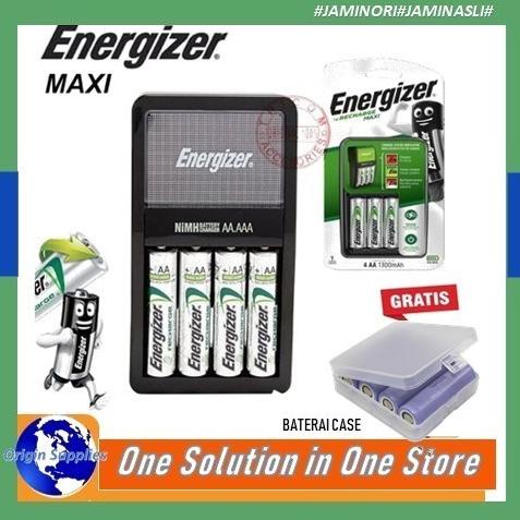 Charger Baterai Aa / Aaa + 4 Baterai Aa 2000 Mah Energizer Maxi Original