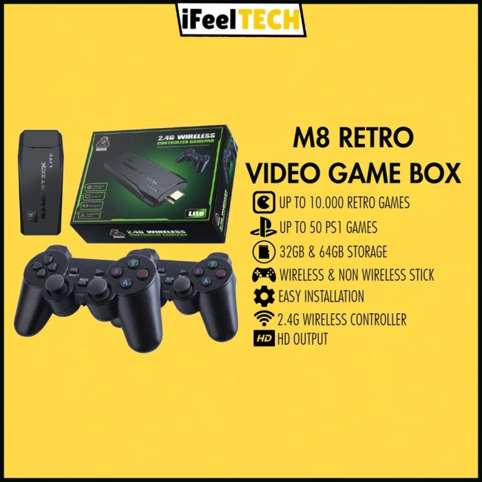 IFEELTECH - M8 RETRO VIDEO GAME BOX CONSOLE 2.4G WIRELESS CONTROLLER