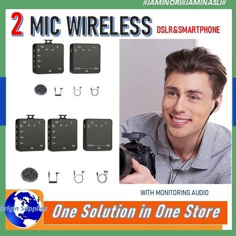 Microphone Mic Clip On Wireless Untuk Hp Dslr Zoom Webinar Vlog Live Original