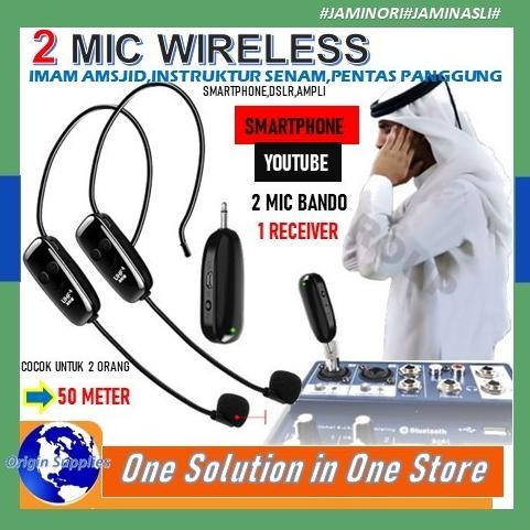 Mic Wireless 2 Mic Presentasi Tur Imam Masjid Musholla Tour Guide Original