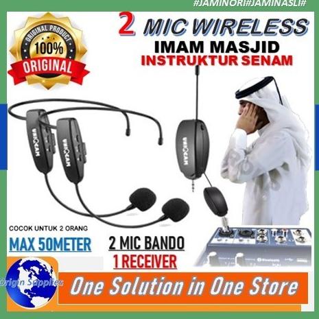 Mic Wireless 2 Transmiter+ 1 Receiver Dual Headset 40 Meter Original