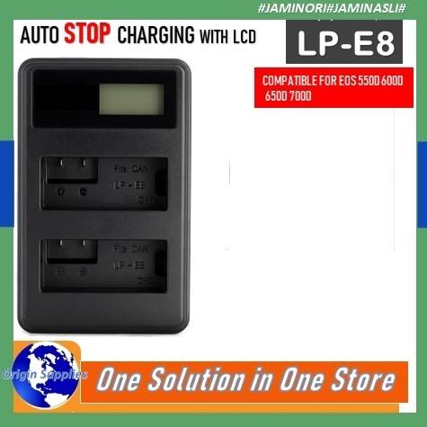 Paket Complete Battery Charger Set Lp-E8 Canon 600D 650D 700D Original